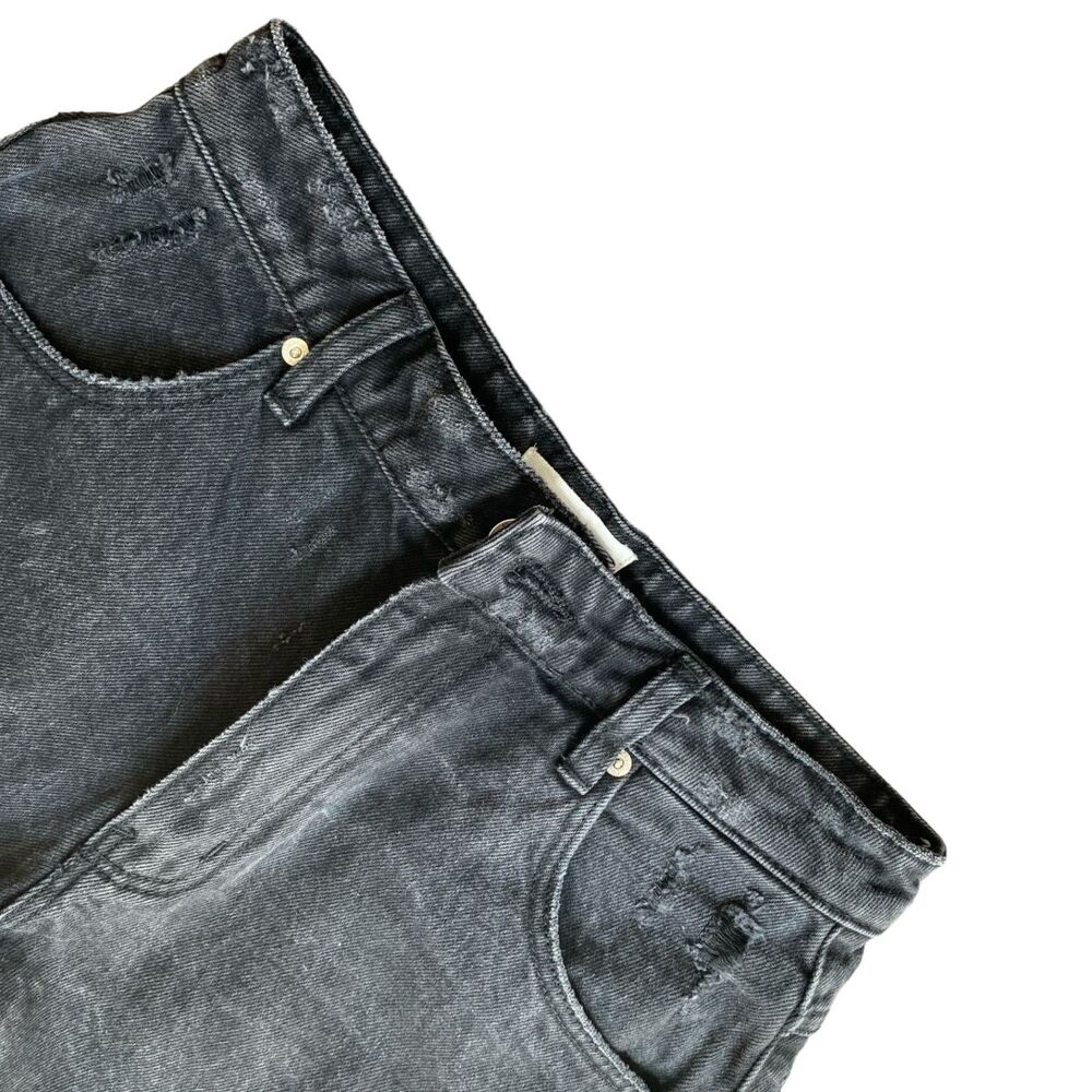 ROLLAS'S Stoned Black Dusters High Rise Slim Ripped Denim Shorts Size 27